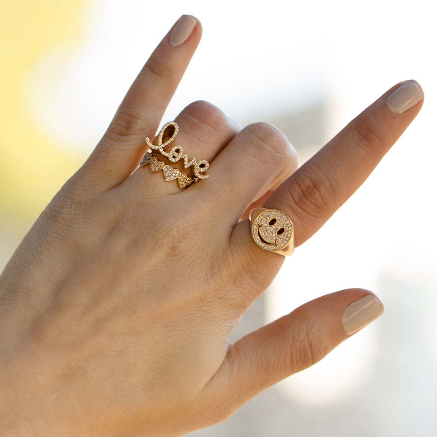 Diamond love script ring on sale