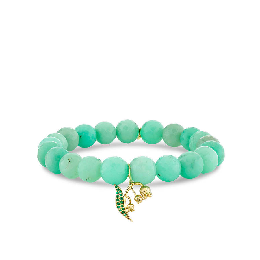 EMERALD LILY OF THE VALLEY 14-carat gold and chrysoprase bracelet
