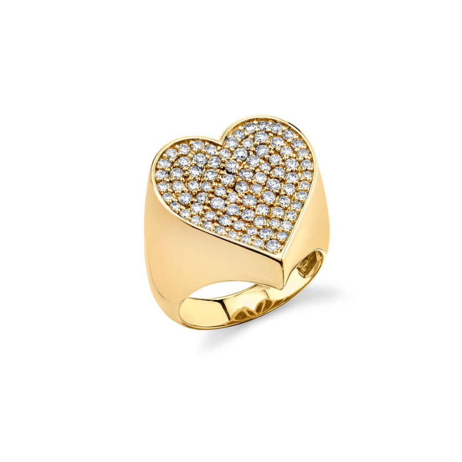 LARGE DIAMOND HEART 14-carat gold ring