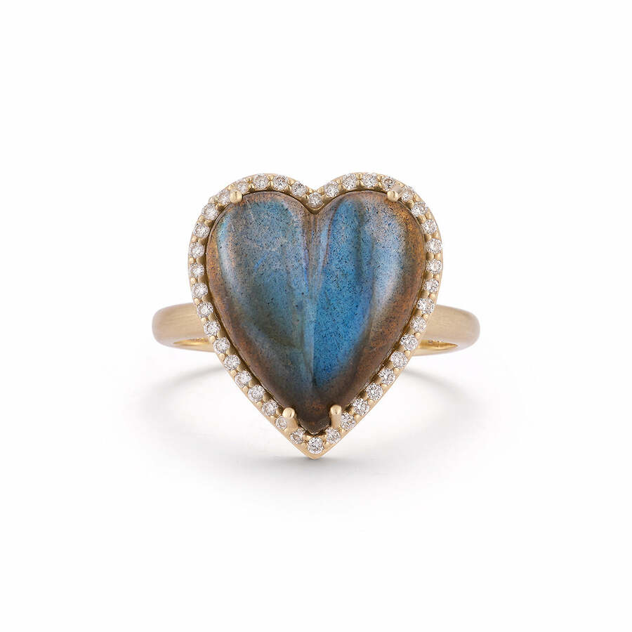 ALANA 14-carat gold, labradorite and diamond heart ring