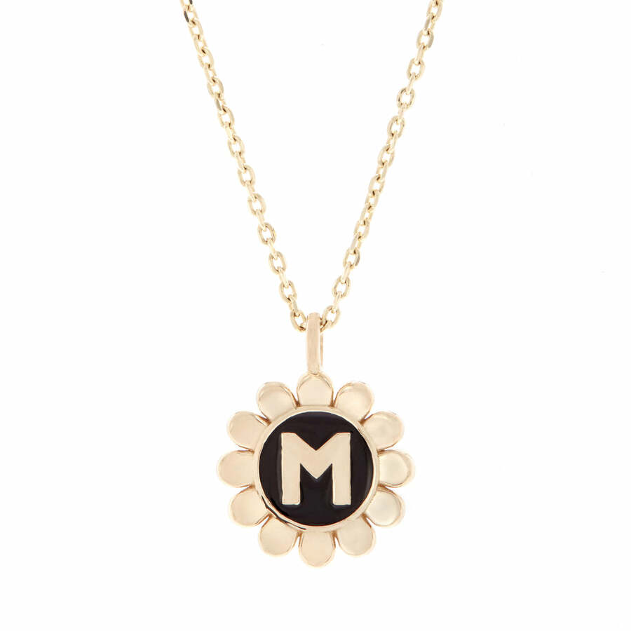 DAISY INITIAL 14-carat gold and enamel necklace