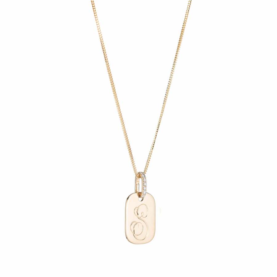 ORION PAVE DOGTAG 14 - carat gold and diamond necklace
