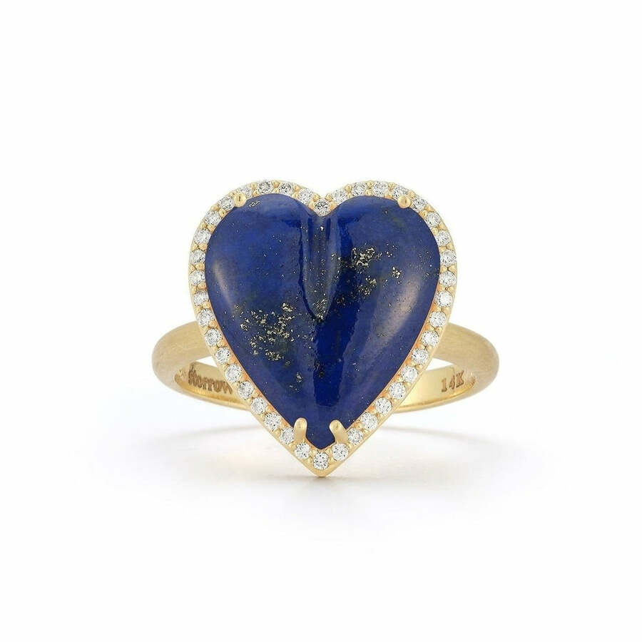 ALANA 14-carat gold, diamond and lapis lazuli heart ring