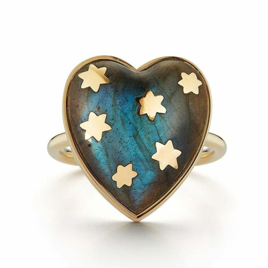 ANNA 14-carat gold and labradorite heart ring