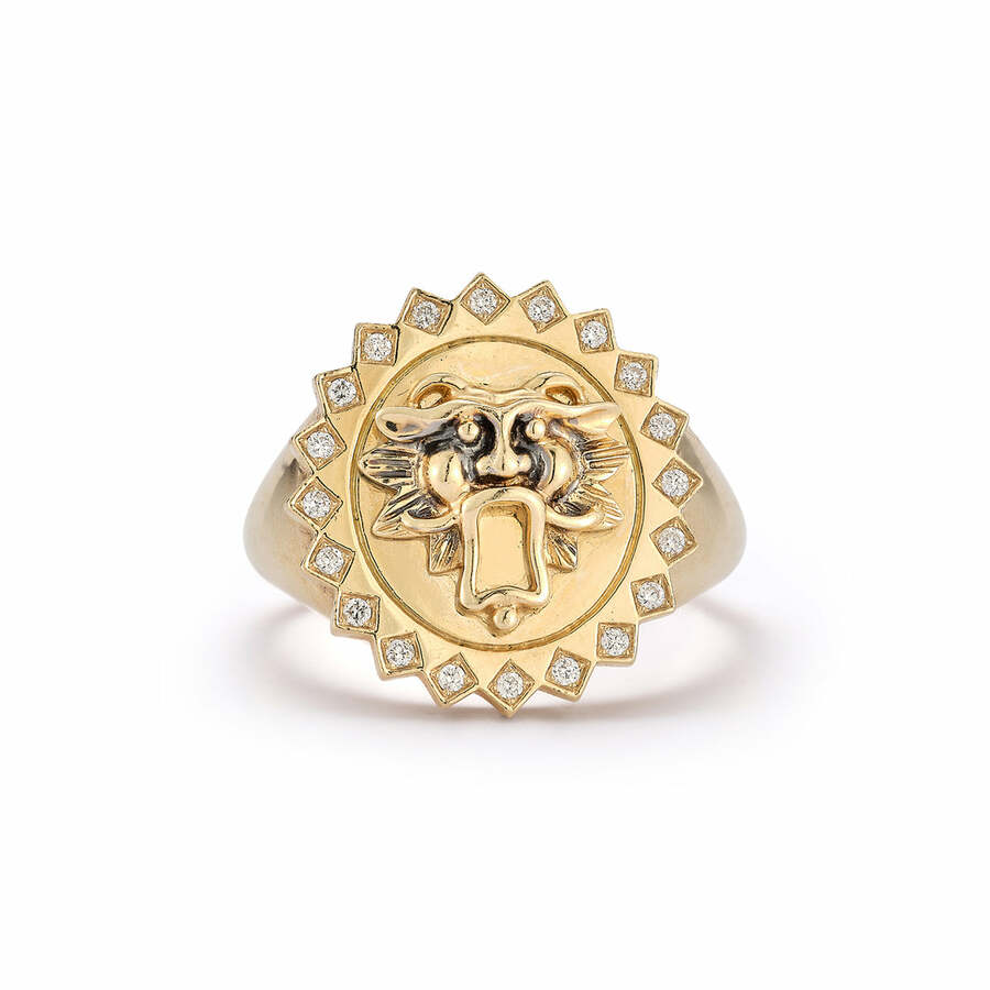 LEO LION 14-carat gold and diamond ring