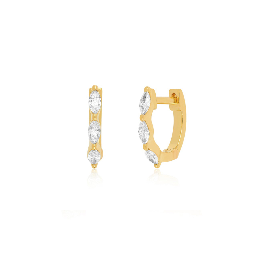 MARQUISE DIAMOND 14 - carat gold mini single huggie earring