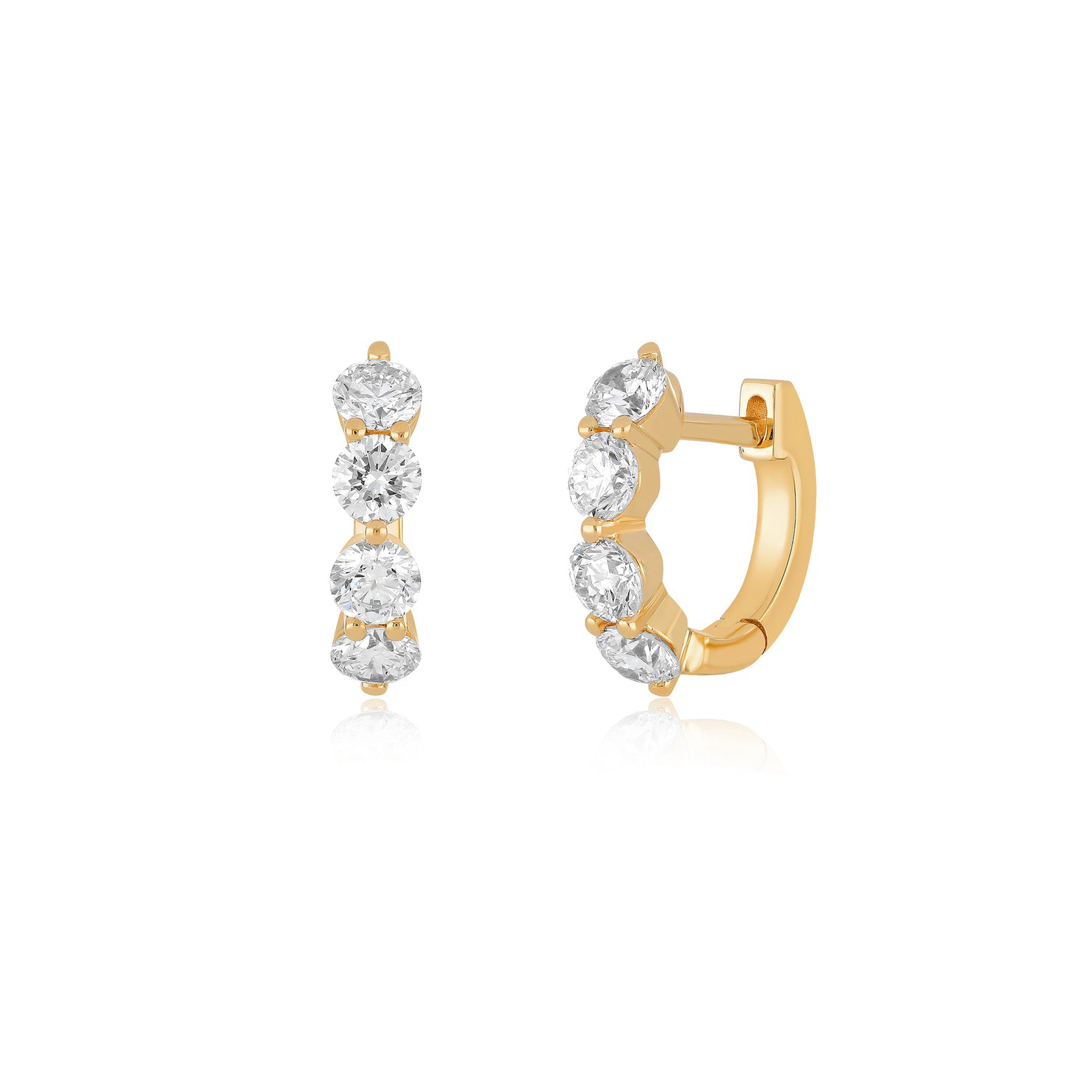JUMBO PRONG SET DIAMOND 14 - carat gold mini huggie earring