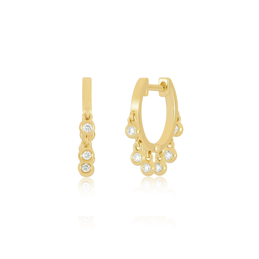 DIAMOND BEZEL SHIMMY 14 - carat gold and diamond single huggie earring