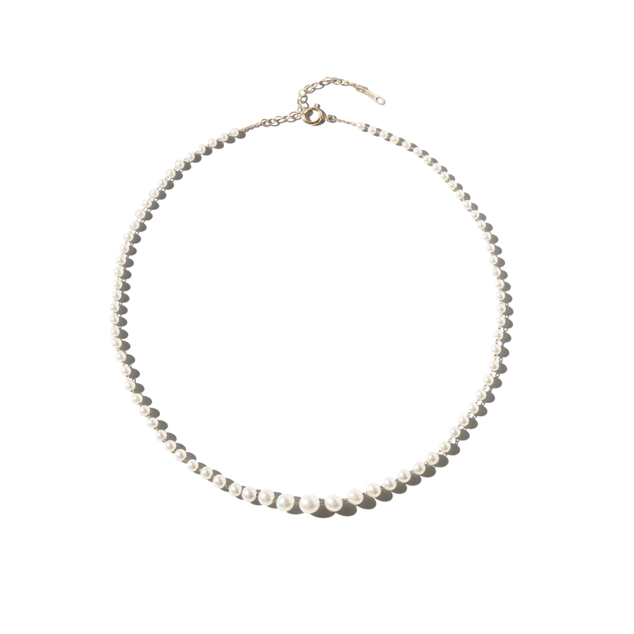 CENTRE CASCADING PEARL 14-carat gold necklace