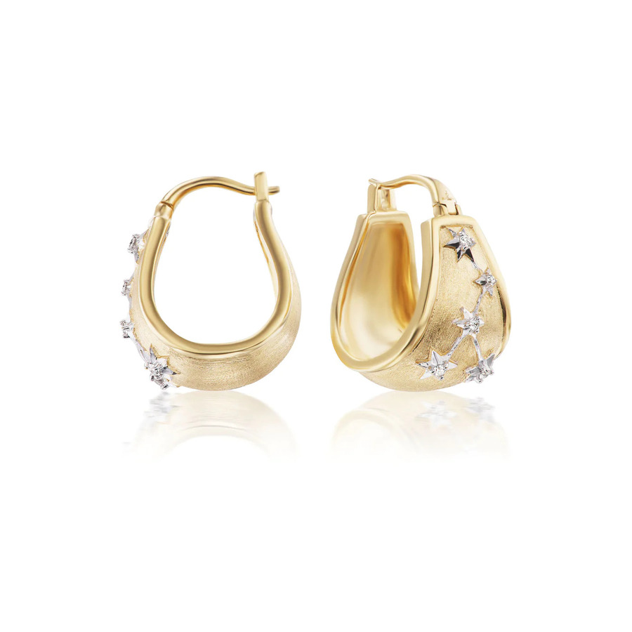 CONSTELLATION EMPRESS 18 - carat gold and diamond hoop earrings