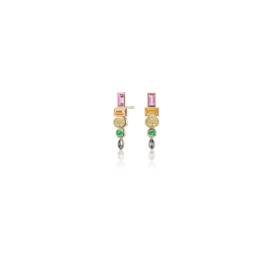 TOTEM 18 - carat gold, sapphire and emerald studs