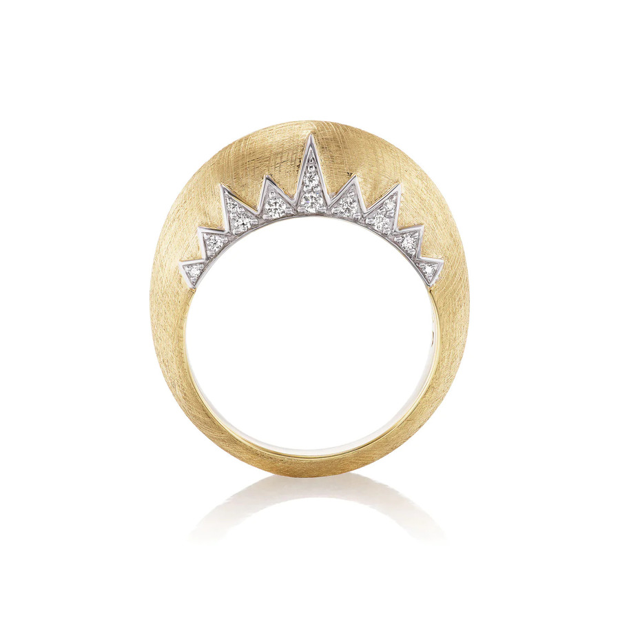 DOMED CROWN 18 - carat gold and diamond ring