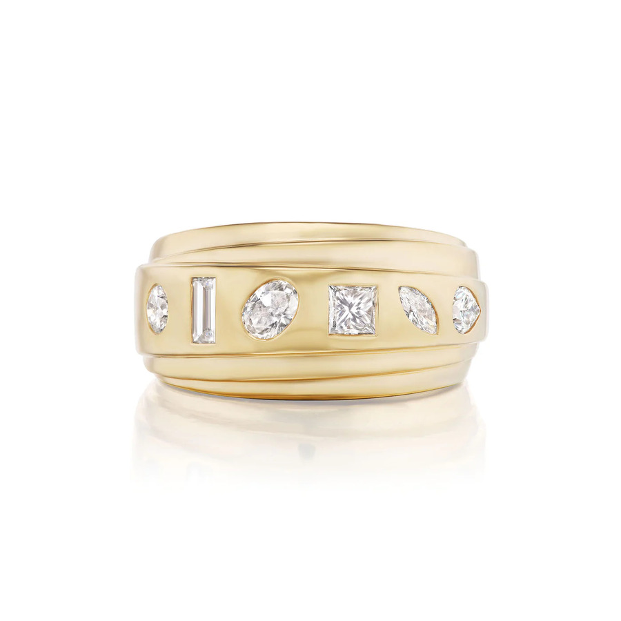 MONROE CIGAR BAND 18 - carat gold and diamond ring