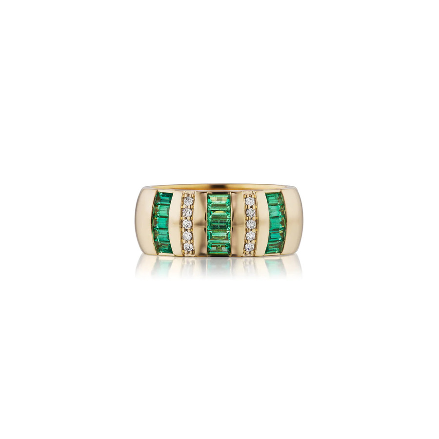 TAROT BAGUETTE 18 - carat gold, emerald and diamond ring