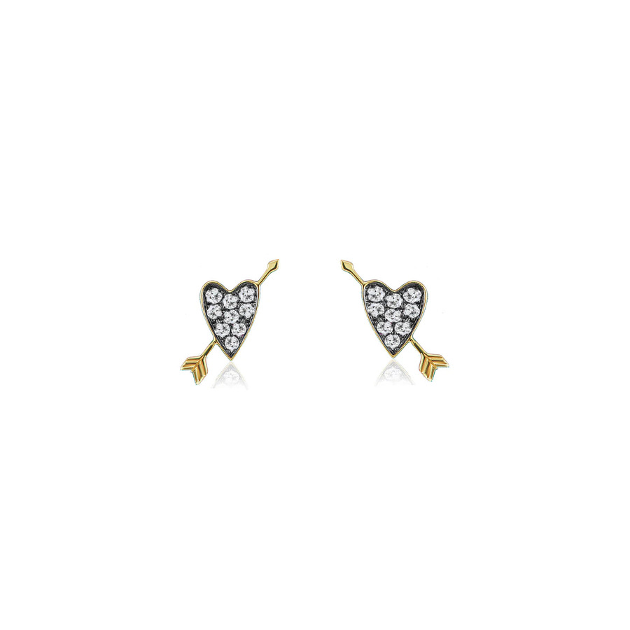 HEART AND ARROW 18 - carat gold and diamond stud earrings