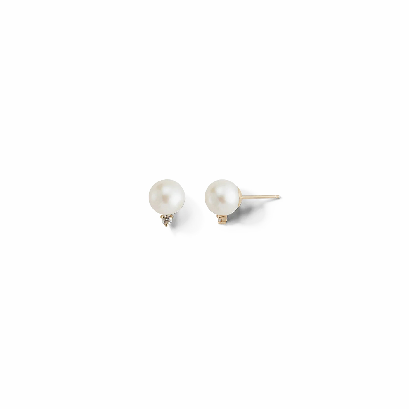 LARGE PEARL AND DIAMOND 14 - carat gold stud earrings