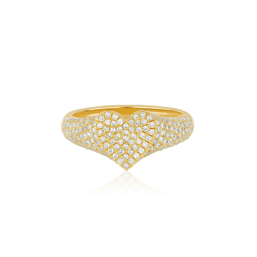 HEART DIAMOND and 14 - carat gold signet ring