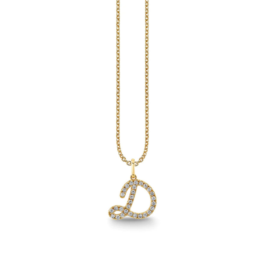 DIAMOND INITIAL large 14 - carat gold necklace