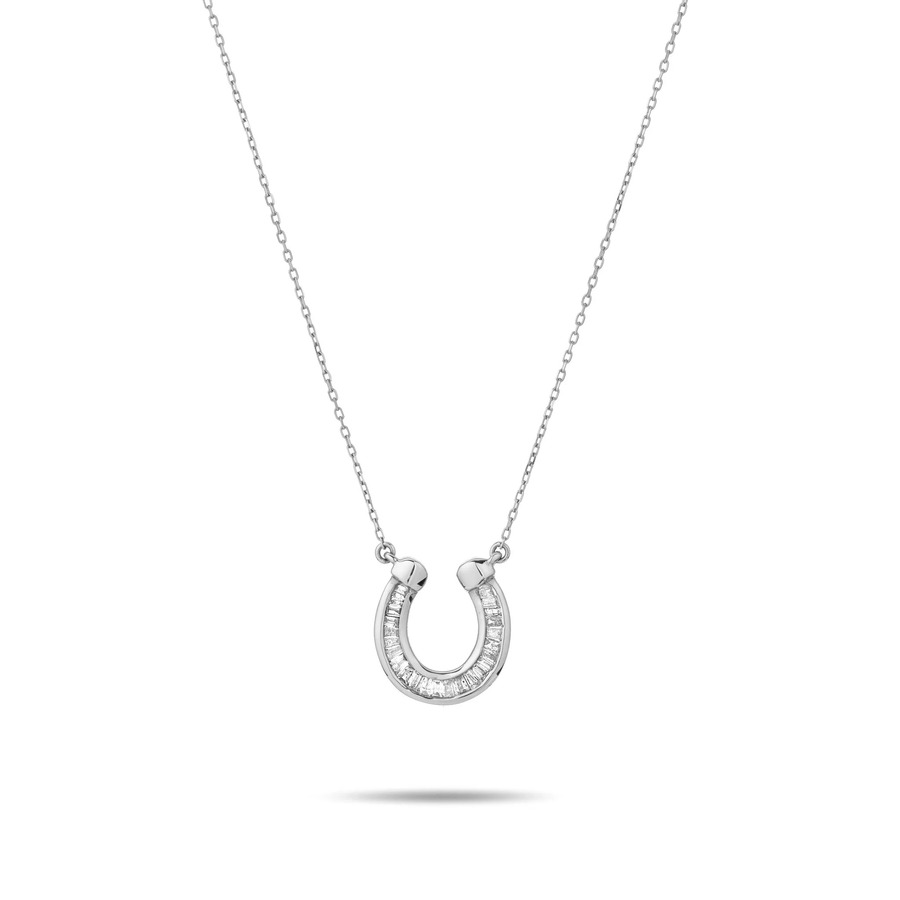 MULTI BAGUETTE HORSESHOE sterling silver and diamond necklace