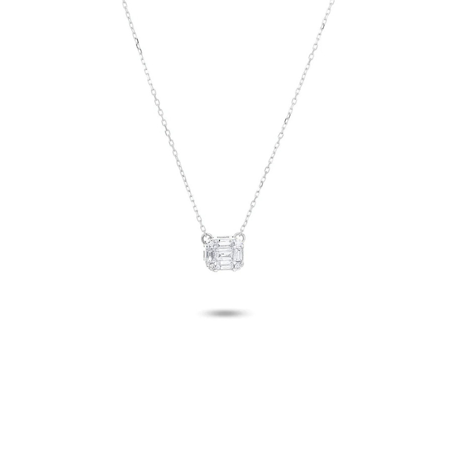 MULTI BAGUETTE sterling silver and diamond necklace