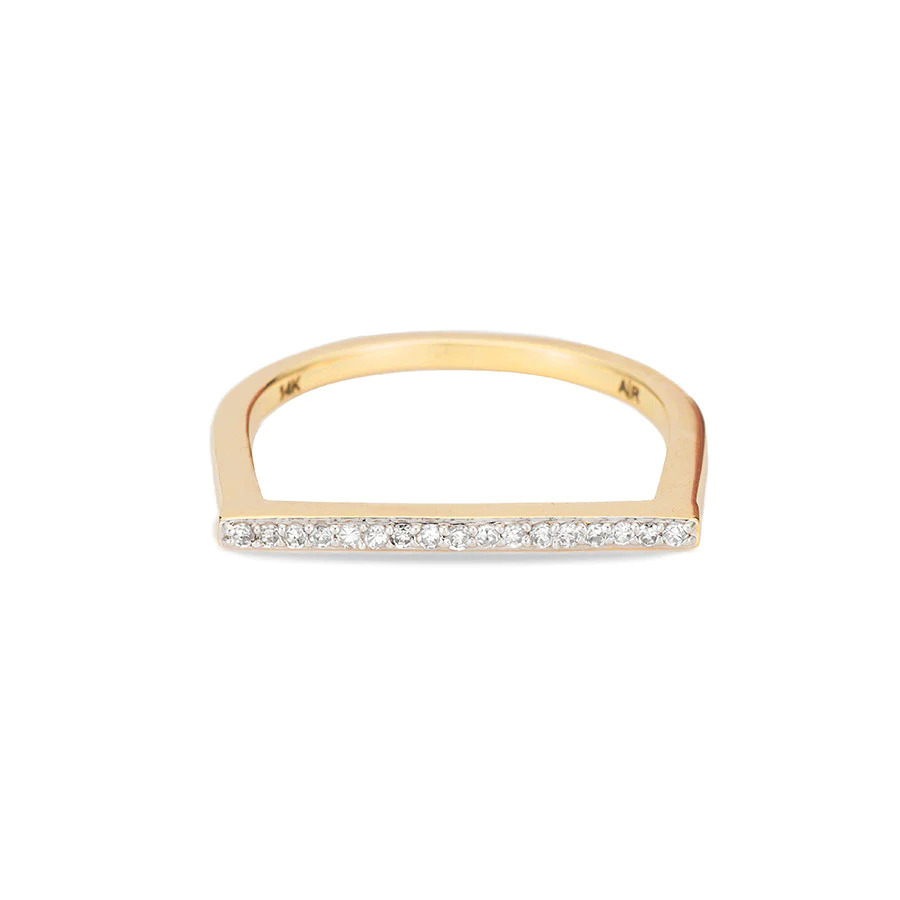 PAVÉ FLAT BAR 14 - carat gold and diamond ring