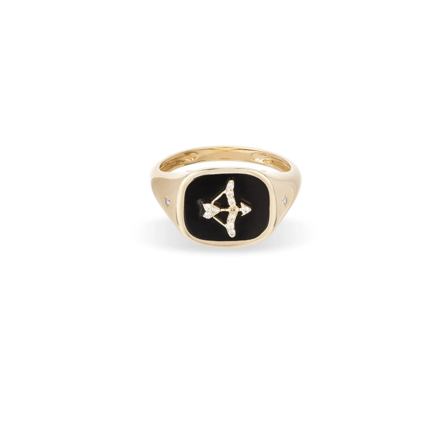 ZODIAC CERAMIC + DIAMOND 14 - carat gold signet ring