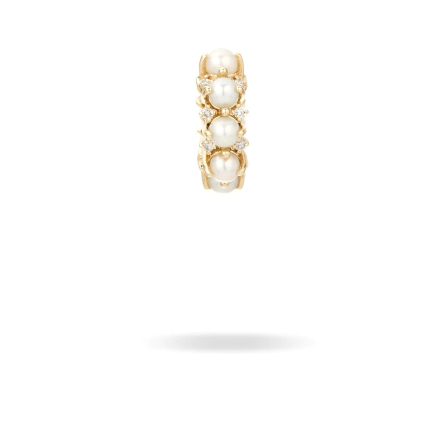 PEARL + DIAMOND ROUNDS 14 - carat gold big bead