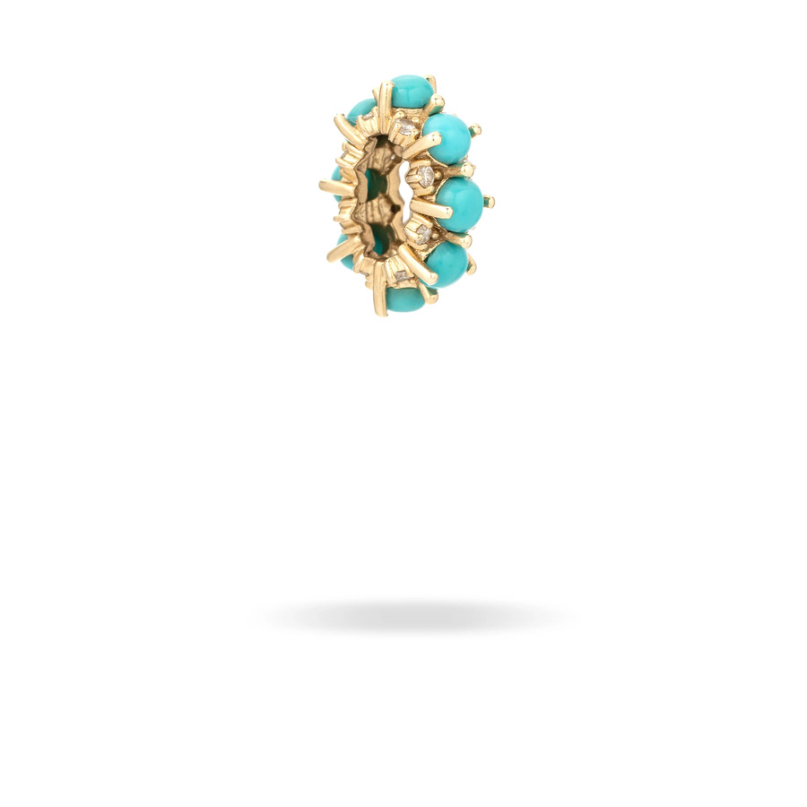 TURQUOISE + DIAMOND ROUNDS 14 - carat gold big bead