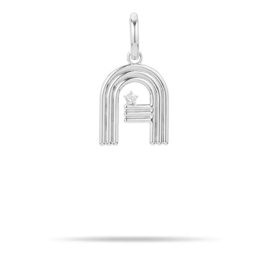 GROOVY DIAMOND INITIAL sterling silver hinged charm