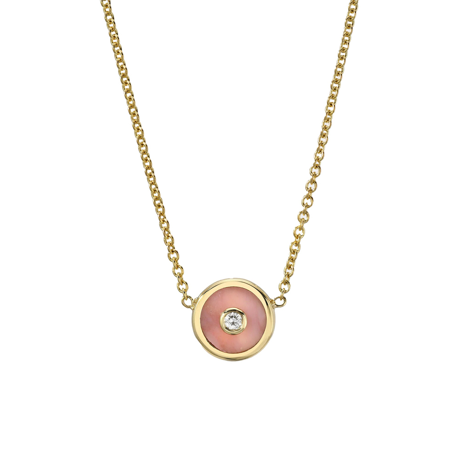 MINI COMPASS Pink Opal and Diamond pendant necklace