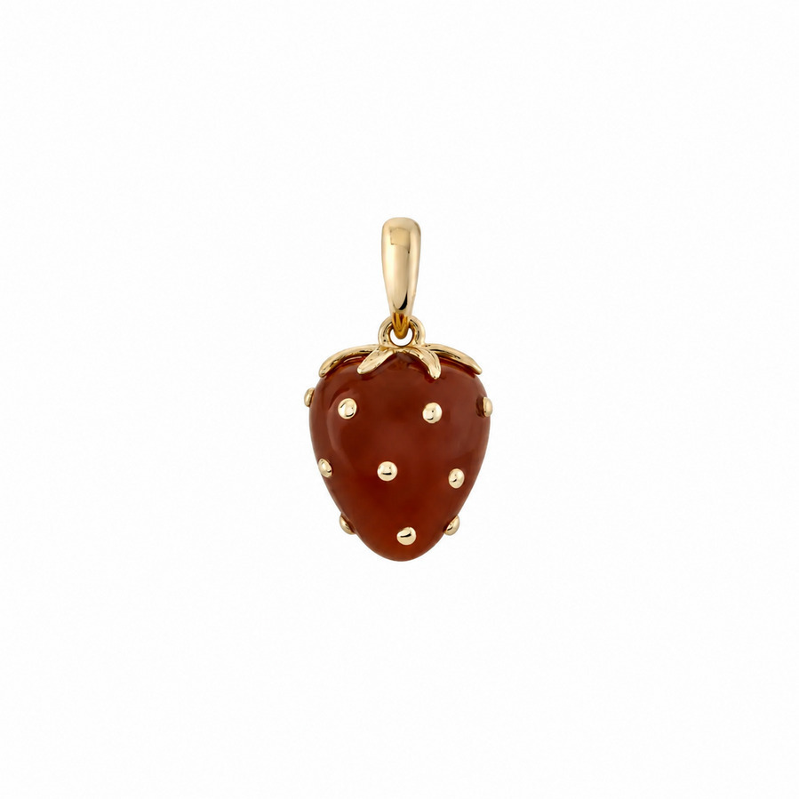 PETITE STRAWBERRY AGATE and 14-carat gold pendant