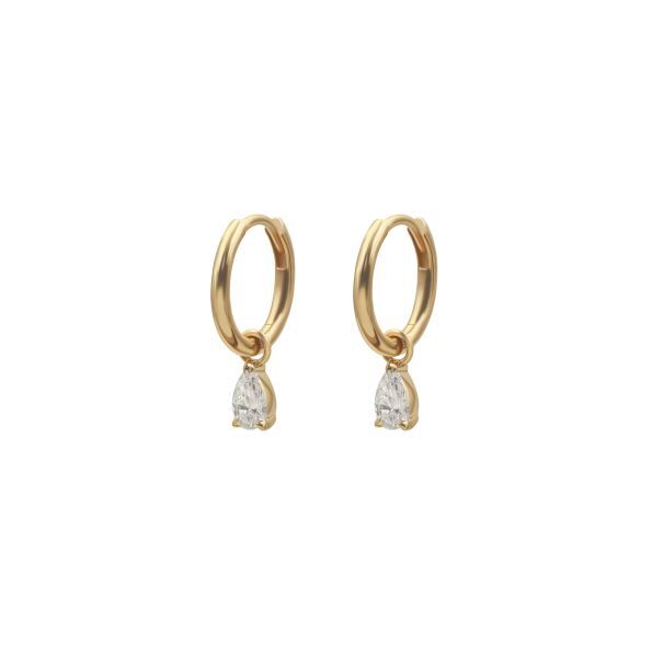 PEAR DROP lab-grown diamond huggie earrings