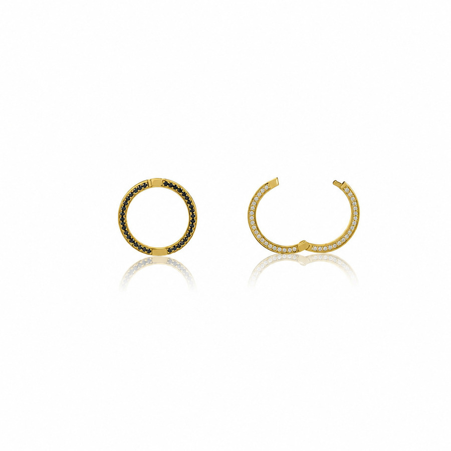 DOUBLE SIDED WHITE AND BLACK DIAMOND 14-carat gold enhancer/charm holder