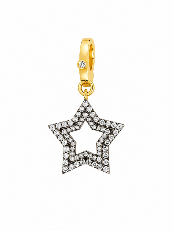 LARGE STAR 14-carat gold and lab diamond charm