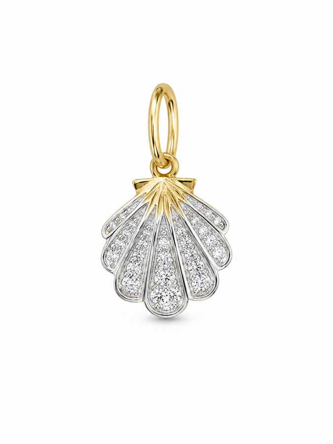 DIAMOND SHELL 14-carat yellow and white gold charm