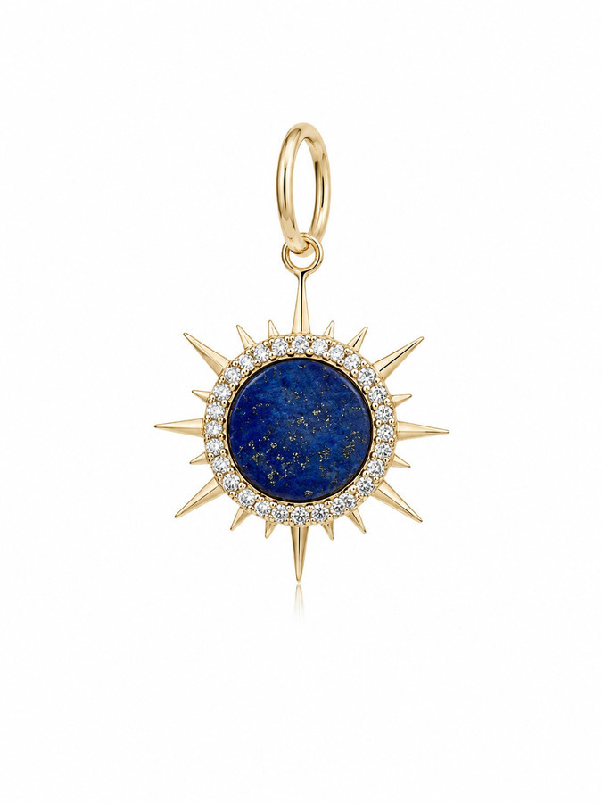 LAPIS STARBURST and diamond 14-carat gold charm