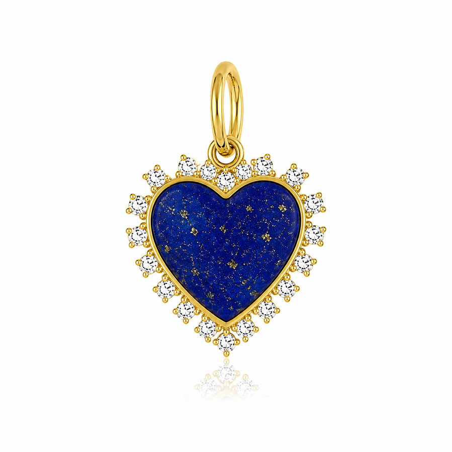 LAPIS HEART 14-carat gold and diamond charm