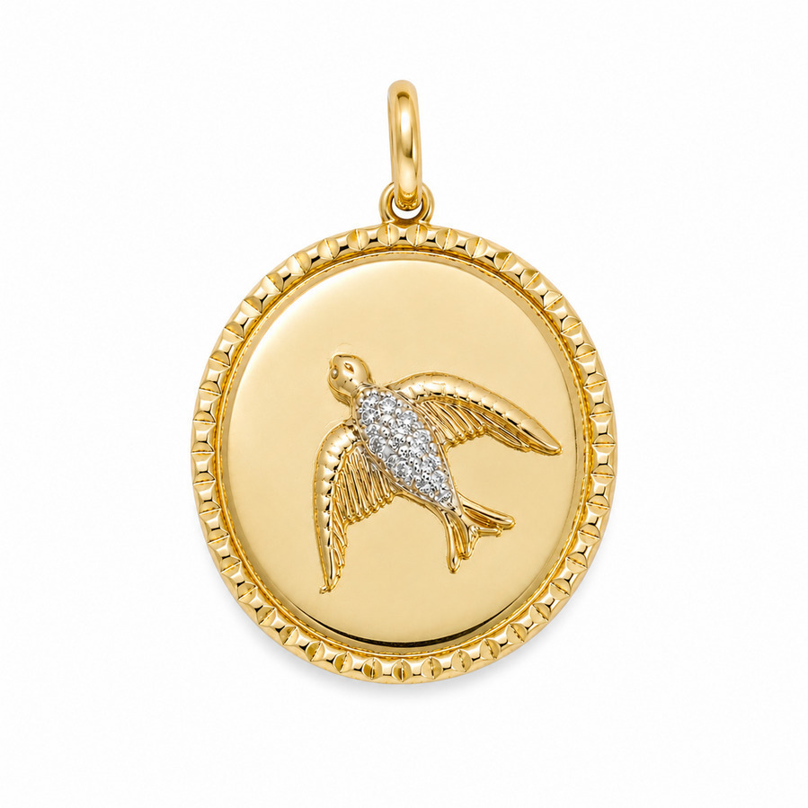 DIAMOND BIRD 14-carat gold charm