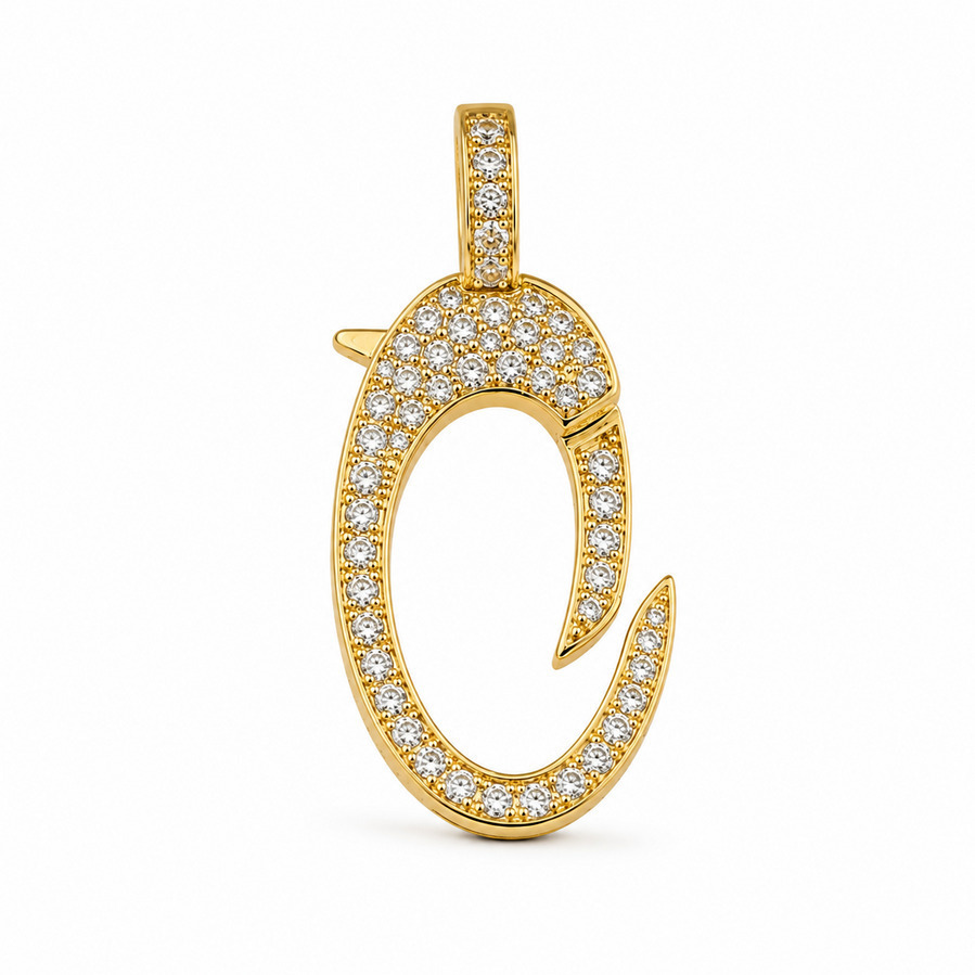 DOUBLE SIDED DIAMOND 14-carat gold charm holder