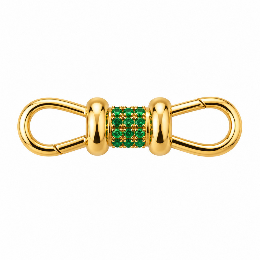 DOUBLE SIDED EMERALD ALBERT CLIP 14-carat gold connector