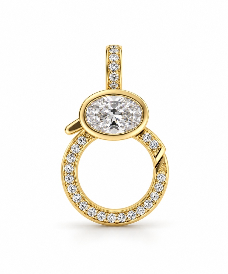 LAB DIAMOND 14-carat gold charm holder
