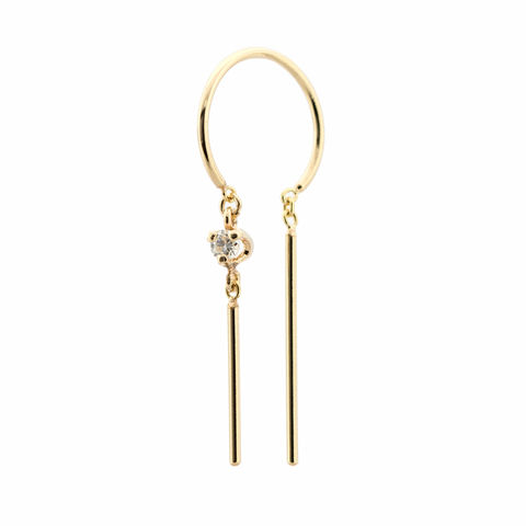 DIAMOND or EMERALD or RUBY CHIME 14-carat gold single earring