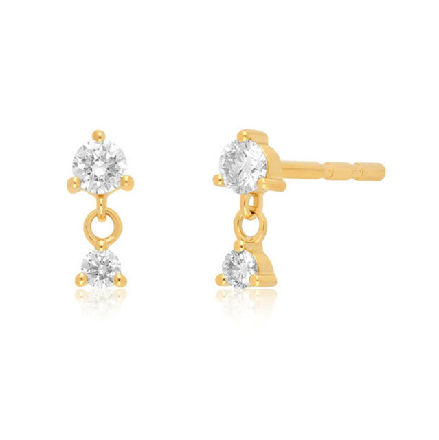 DIAMOND DANGLE 14-carat gold single prong set stud