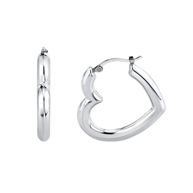 STERLING SILVER HEART HELIUM hoop earrings