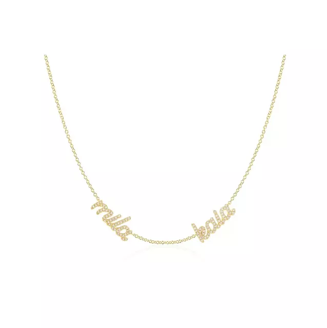 CUSTOM DIAMOND SCRIPT NAME 14-carat gold necklace