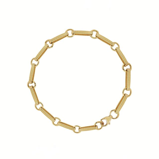 ERNIE 14-carat gold elongated book link handmade bracelet