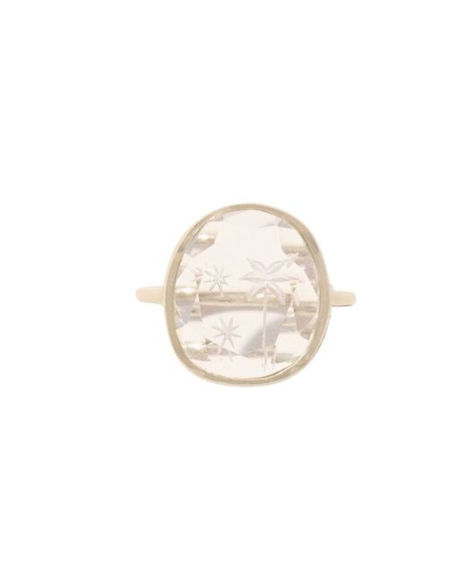 ALBA yellow gold and rock crystal ring