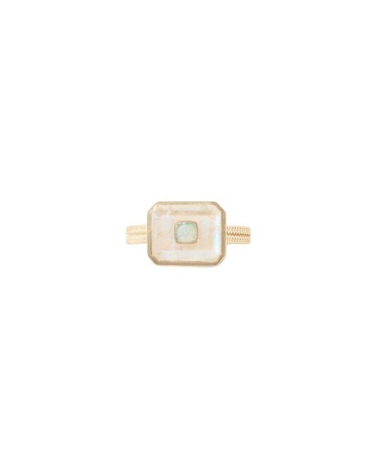 ANTON No1 moonstone, opal and yellow gold ring