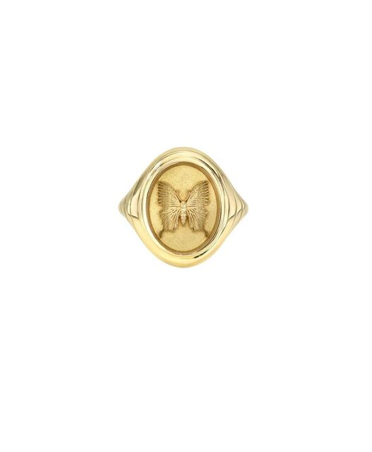 GRANDFATHER BUTTERFLY Tiered Fantasy 14 - carat gold signet ring
