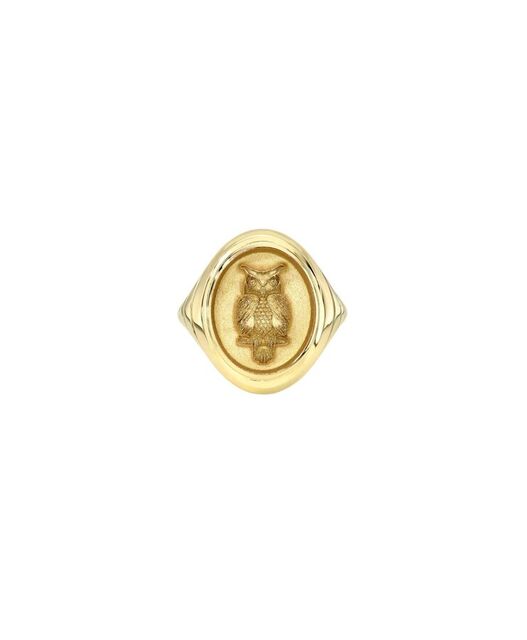 GRANDFATHER OWL Tiered Fantasy 14 - carat gold signet ring